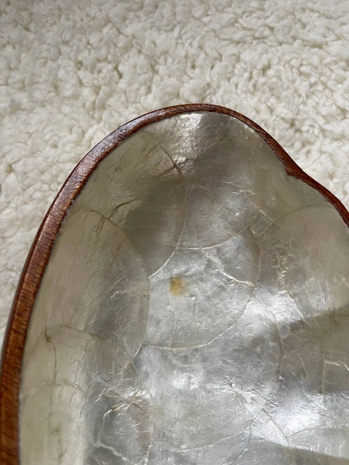 Teak and mother-of-pearl pocket tray