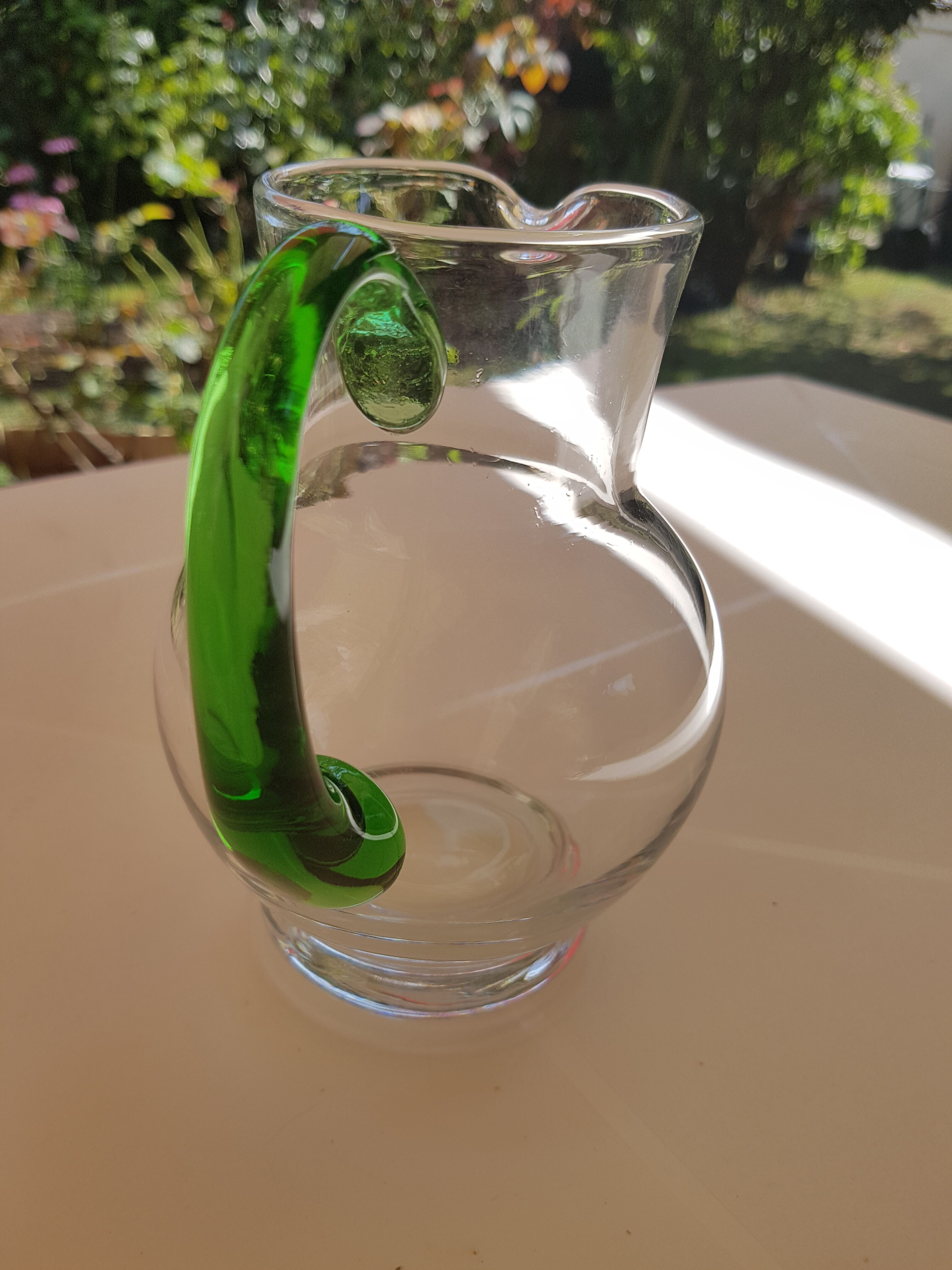 Glass pitcher "Roman Art" 1980s