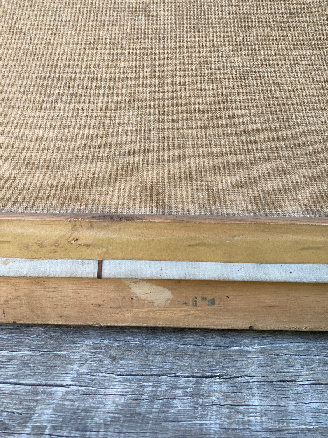 Painting on canvas still life old gilded wood frame / vintage fruit painting grape apple vase and jug