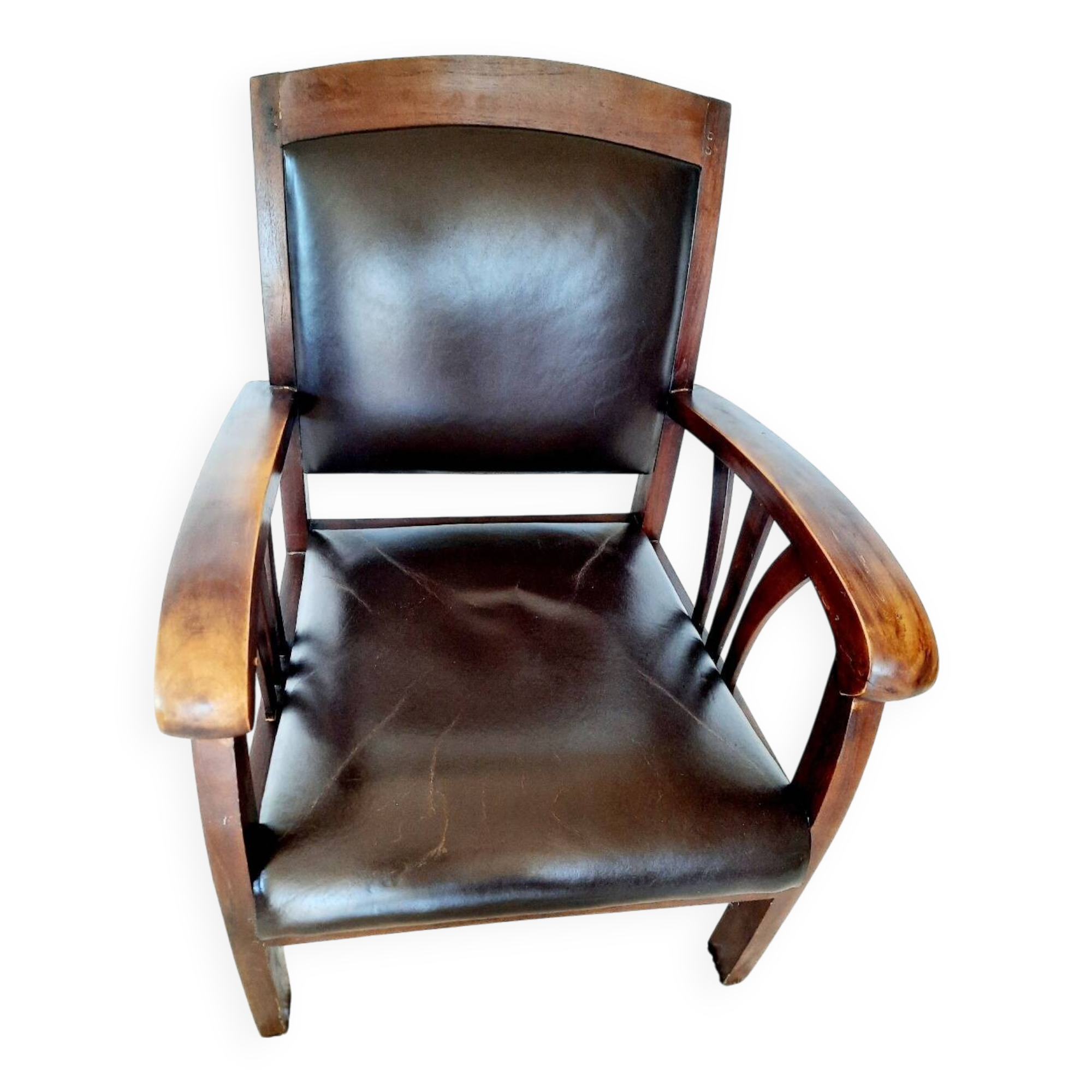 Colonial style wooden armchair