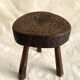 Brutalist tipode stool in carved wood