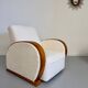 2 antique Art Deco club chairs from the 1930s, bentwood frame, bouclé fabric