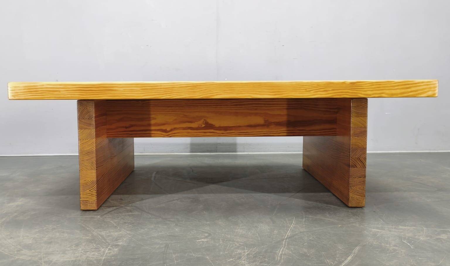 1960s Scandinavian Solid Pine Coffee Table Minimalist Design