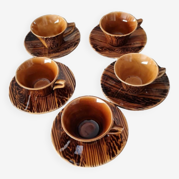 Mahogany Sarreguemine Coffee Cups