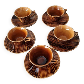 Mahogany Sarreguemine Coffee Cups