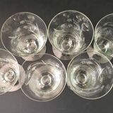 6 wine glasses carved with lily of the valley sprigs