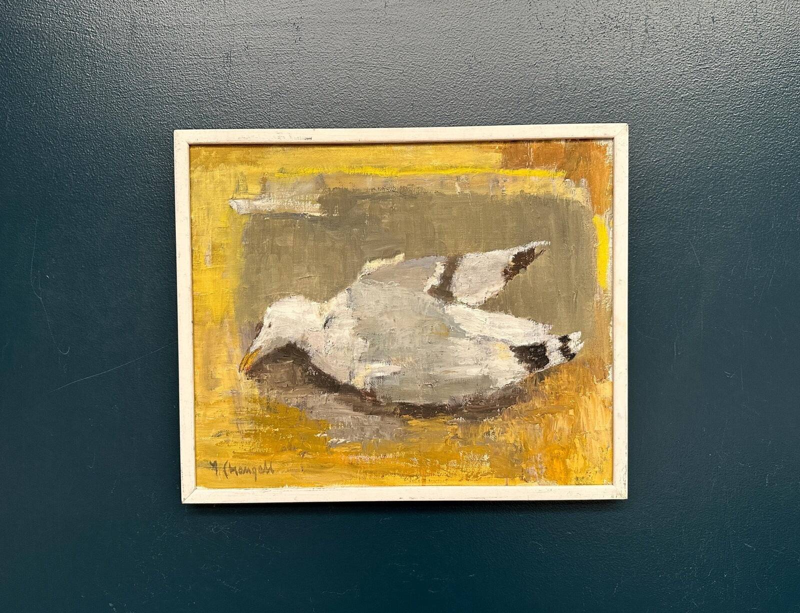 Original Swedish Oil on Canvas – “Seagull” by Ingeborg Stragnell – Signed