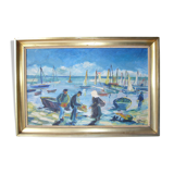 Oil board on panel depicting a signed seaside scene