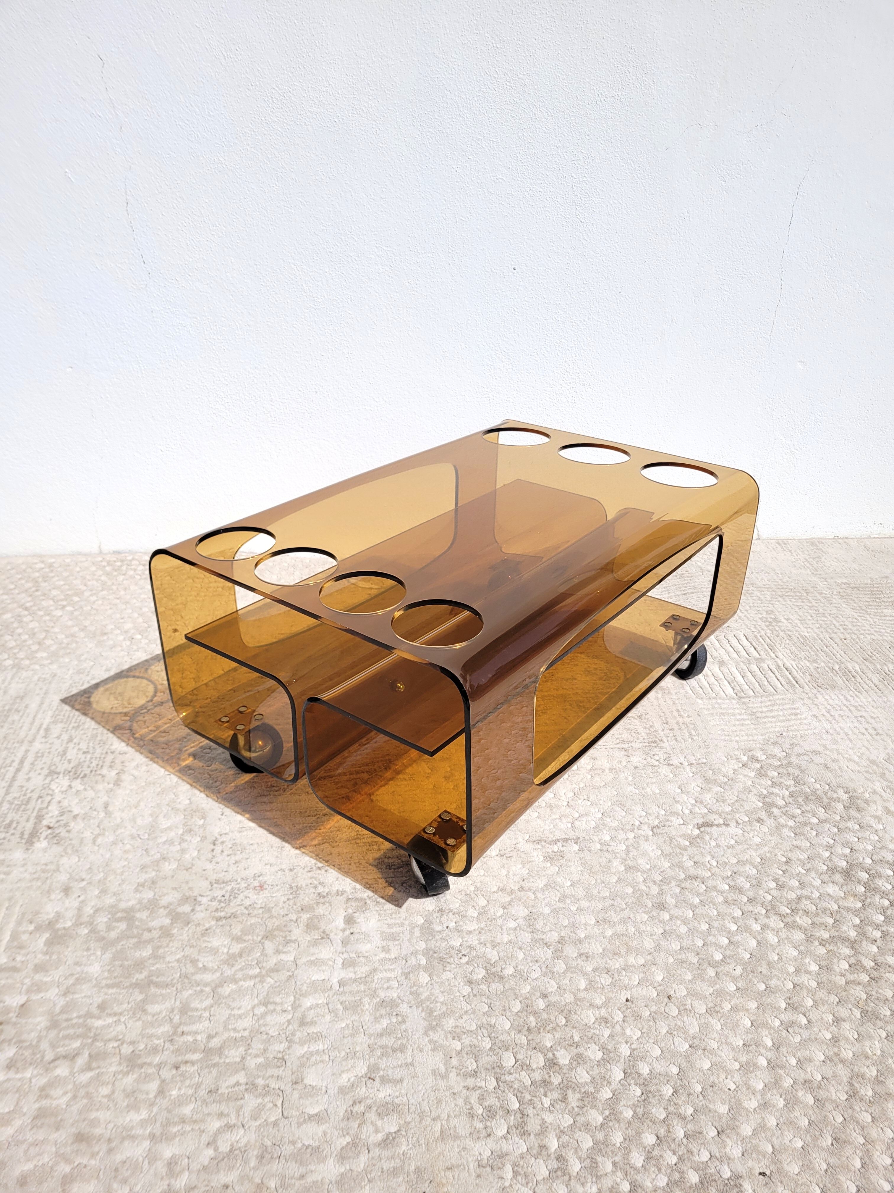 Smoked Plexiglas coffee table 1970