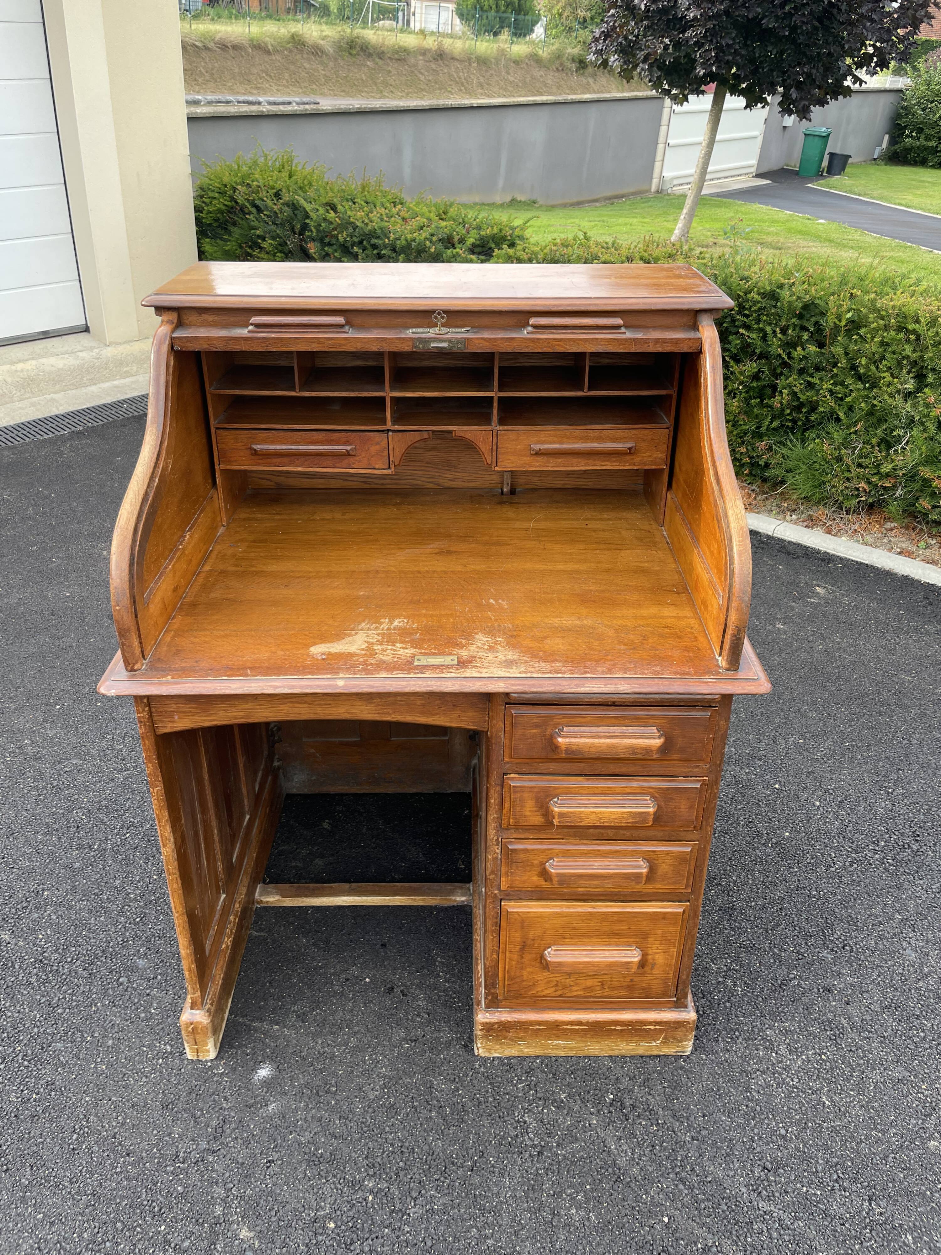 Old desk derby desk usa 1930 with cylinder curtain