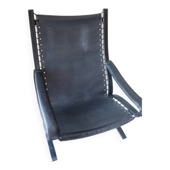 Fauteuil siesta Westnofa ingmar relling vintage cuir noir