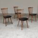 Set of 4 Baumann Menuet chairs in wood and compass feet