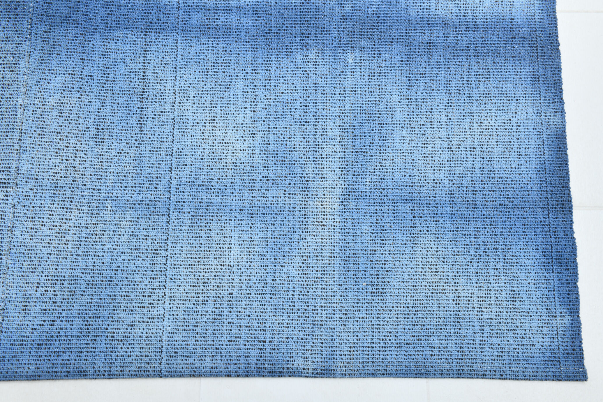 Shades of blue flatweave vintage rug 359x269cm