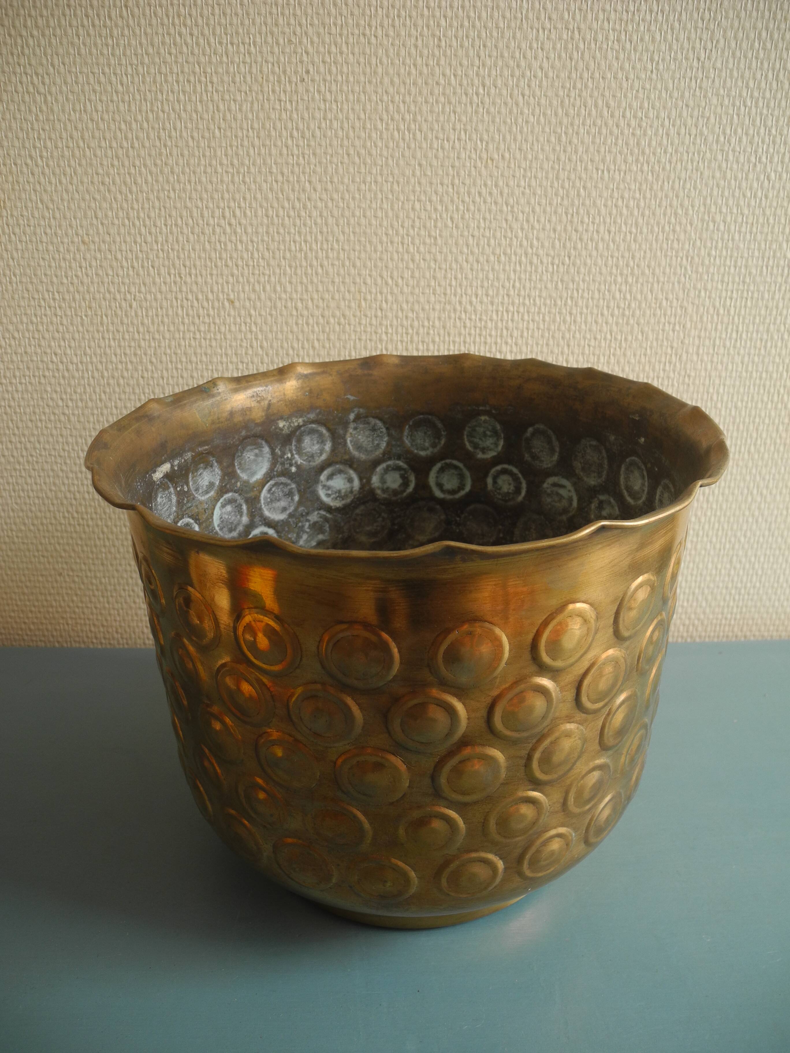 vintage brass flower pot cover
