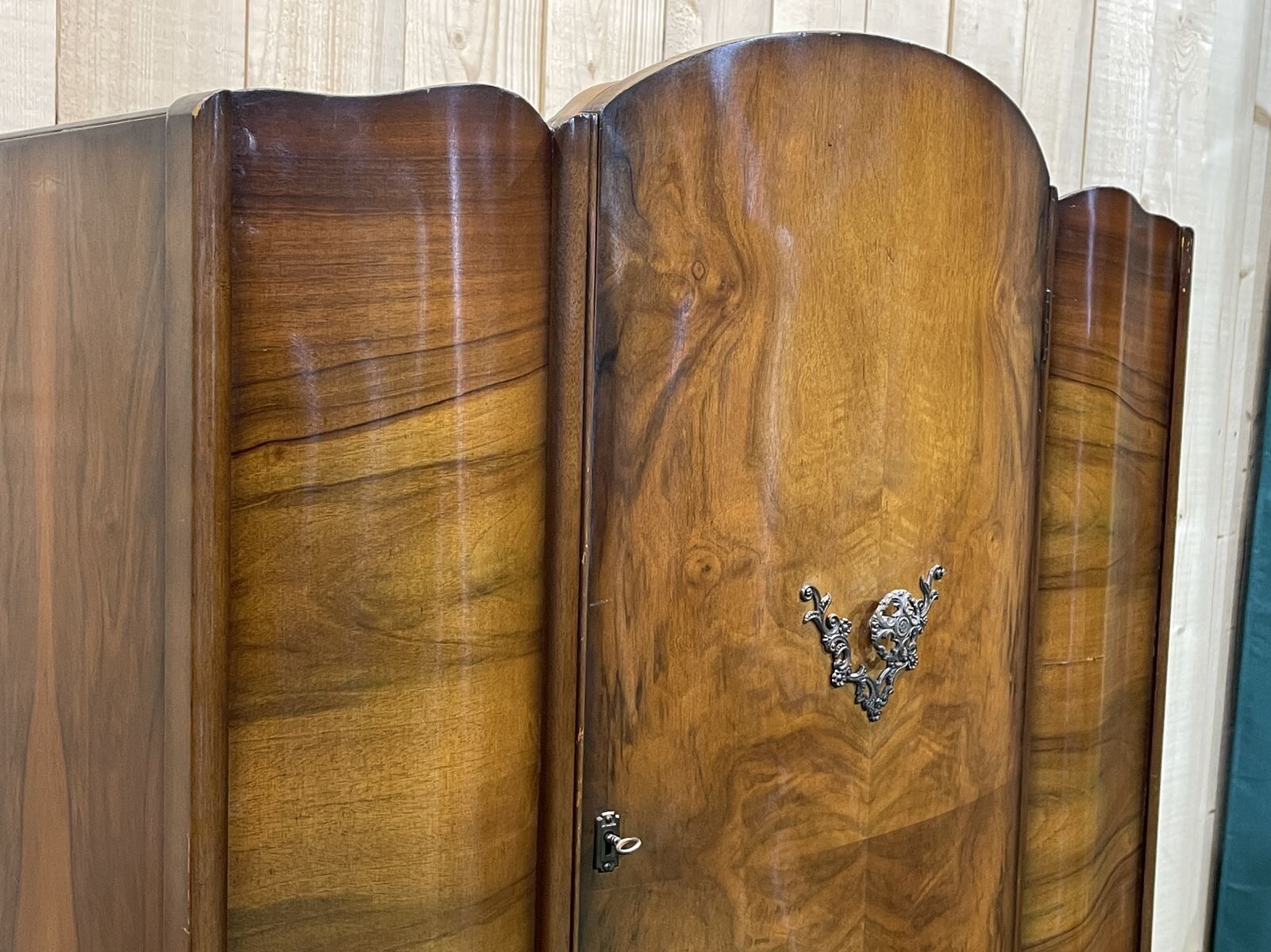 Wardrobe English art deco wardrobe in walnut magnifying glass