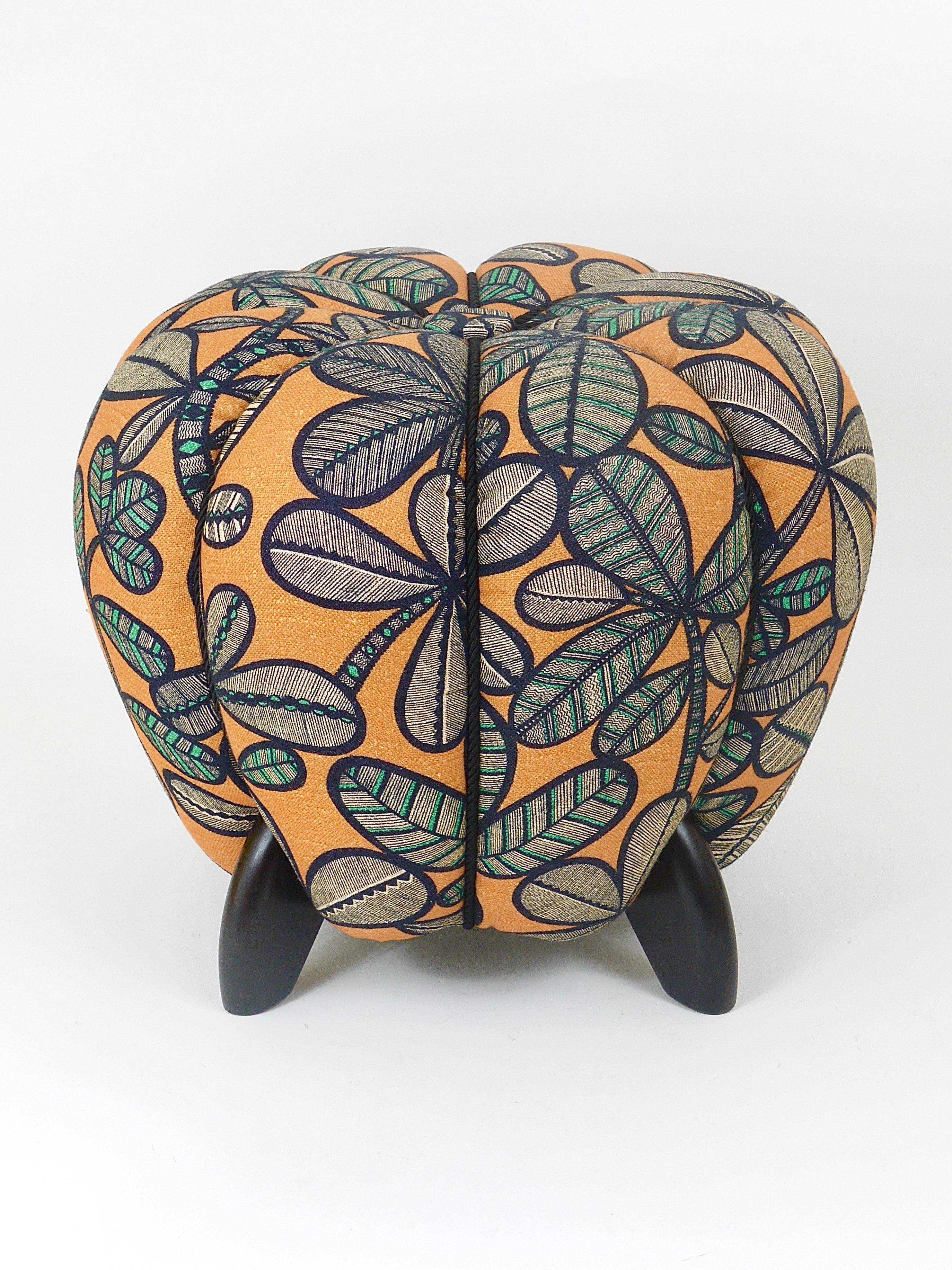 up to 3 Art Deco stools by Jindrich Halabala, leaf pattern, pouf, ottoman, 1930s