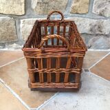 Small wicker wheeled cart