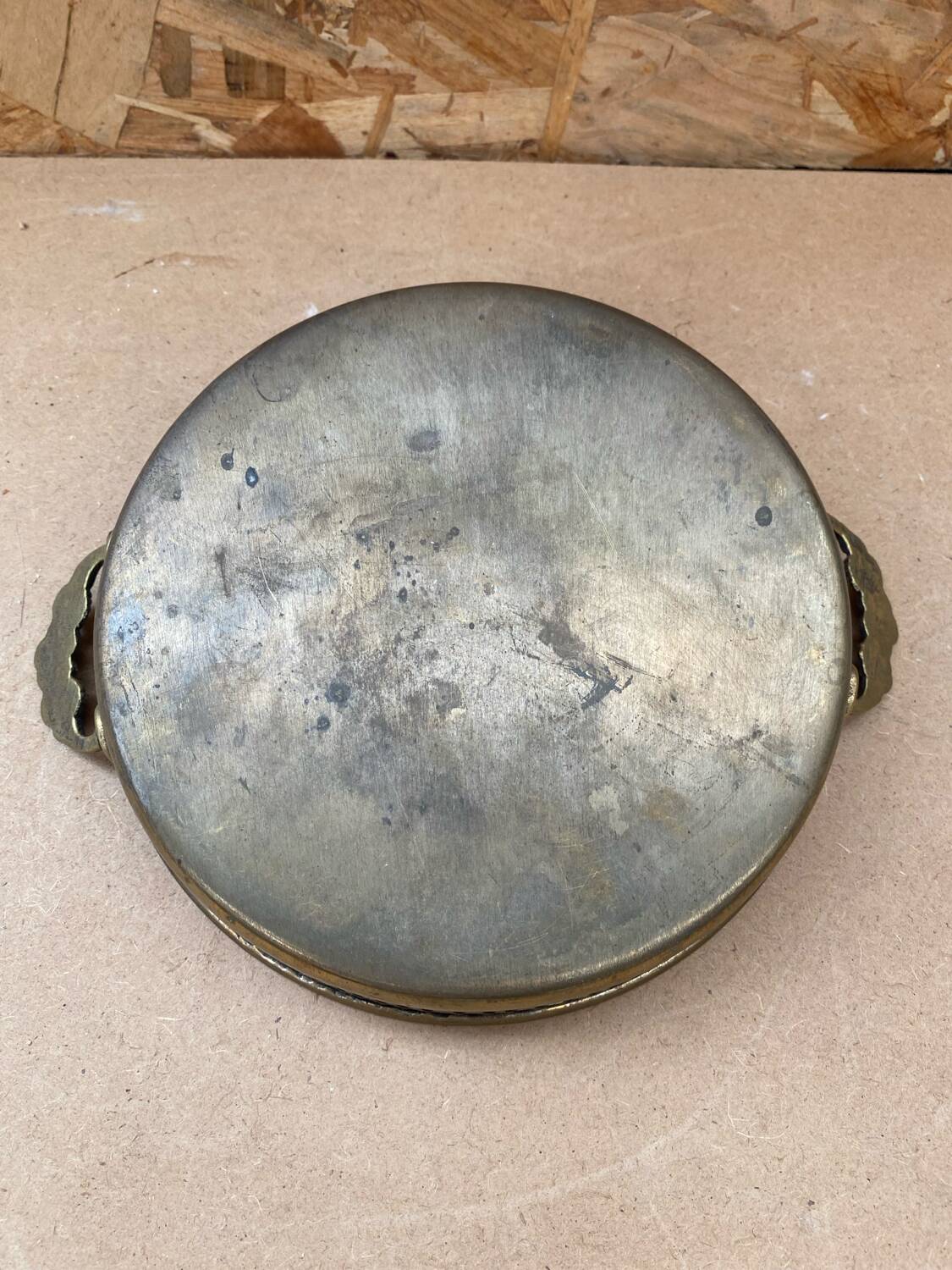 Antique openwork brass serving tray + flower handles vintage kitchen