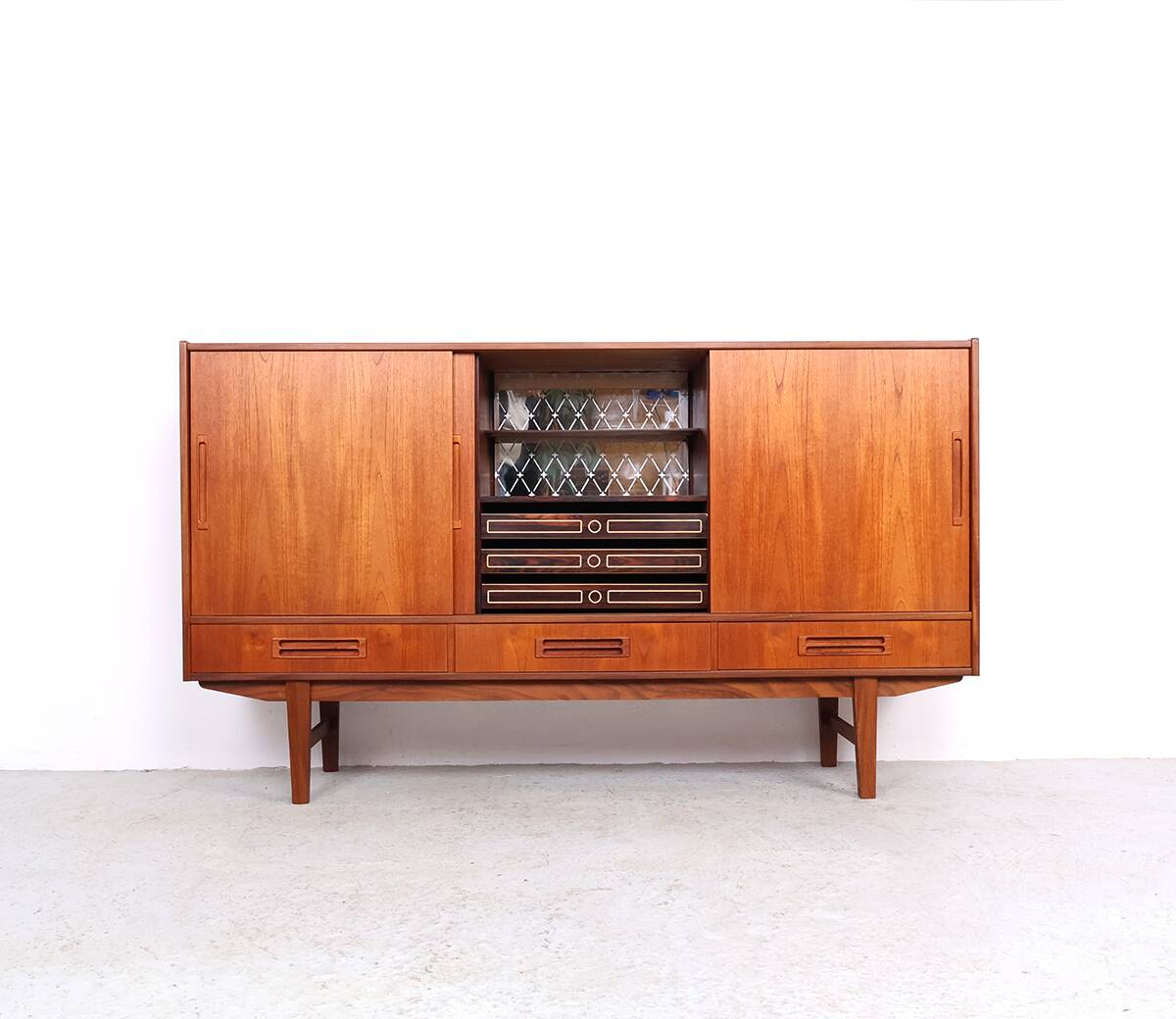 Danish design teak highboard with drawers, 1960s