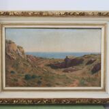 Painting Oil on Canvas Framed, signed Victor Barjon (1845-1920), Cote Rocheuse Bretagne