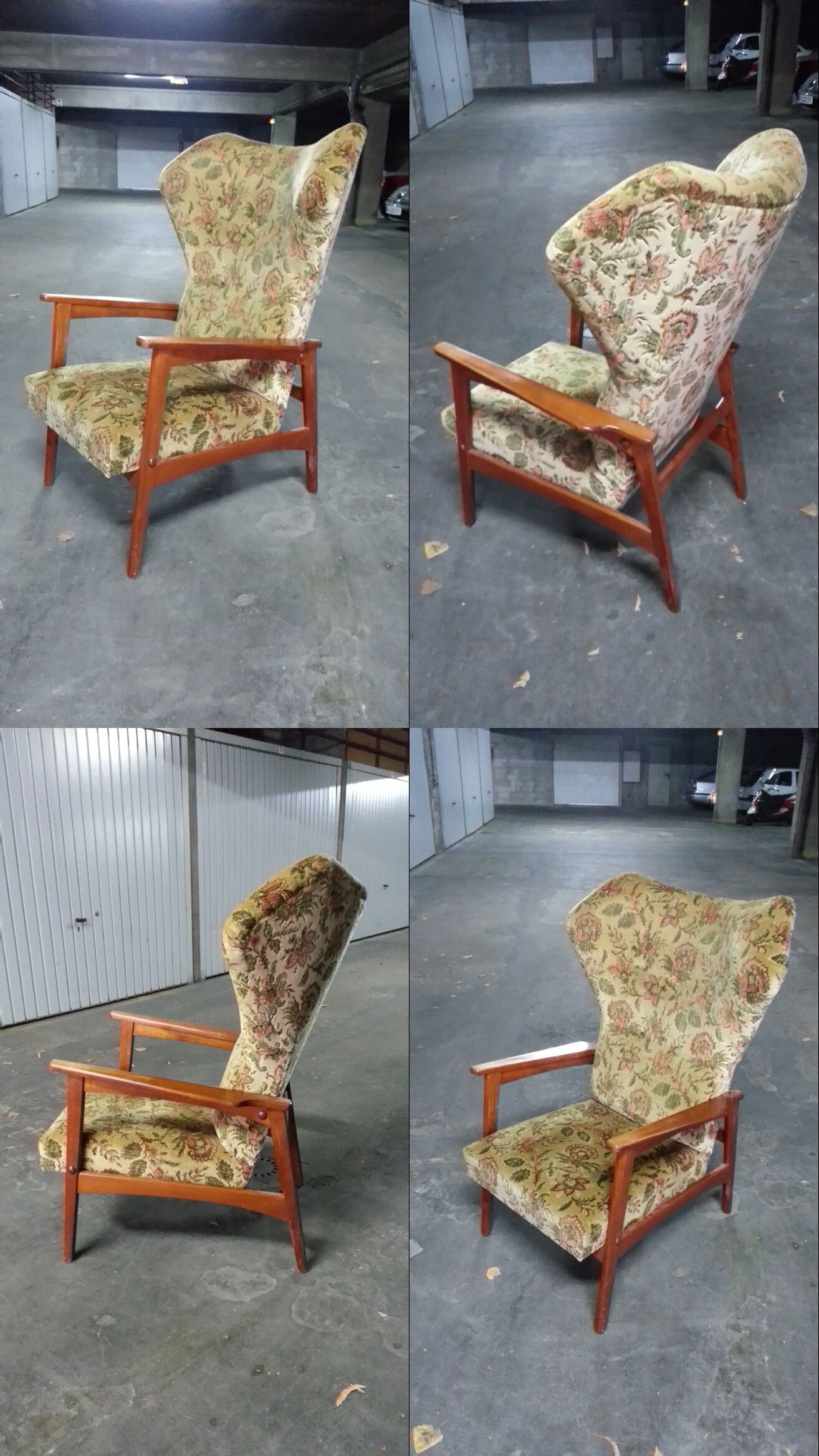 Chair wing chair flower Scandinavian styl Ib Kofod-Larsen for Carlo Gahrn