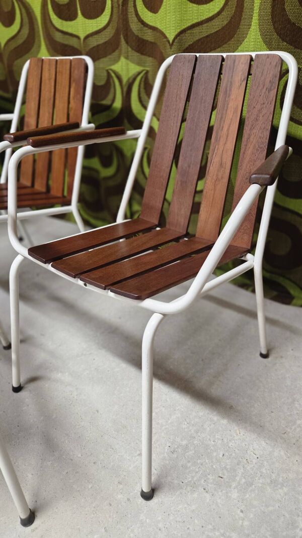 Salon de jardin vintage scandinave Daneline Teck Danemark 1960