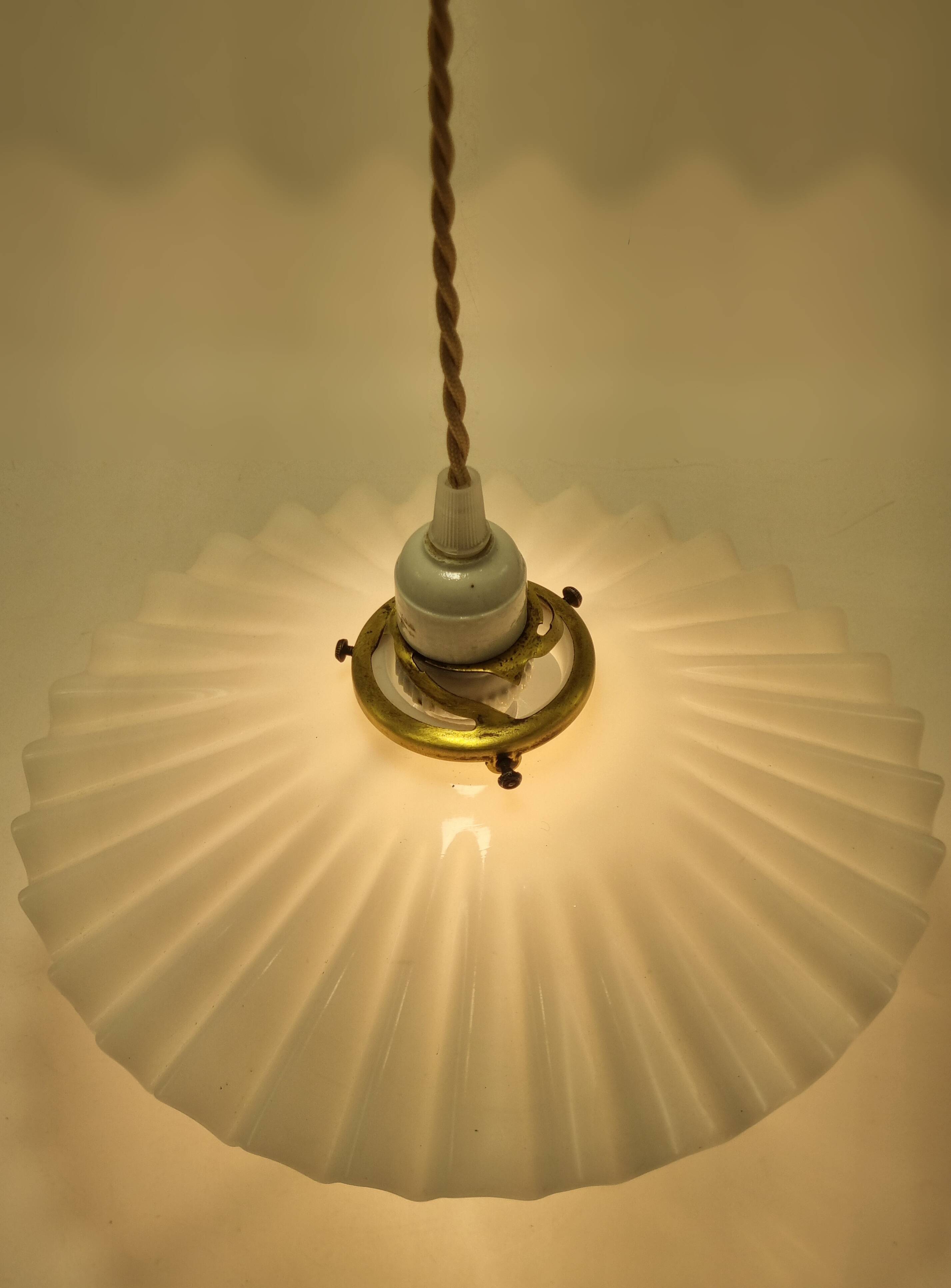 Opaline glass pendant light