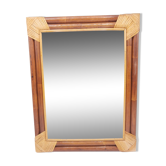 Miroir rectangulaire en bois et osier