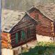 Old painting, Swiss mountain landscape signed H Herzer, mid-XX century