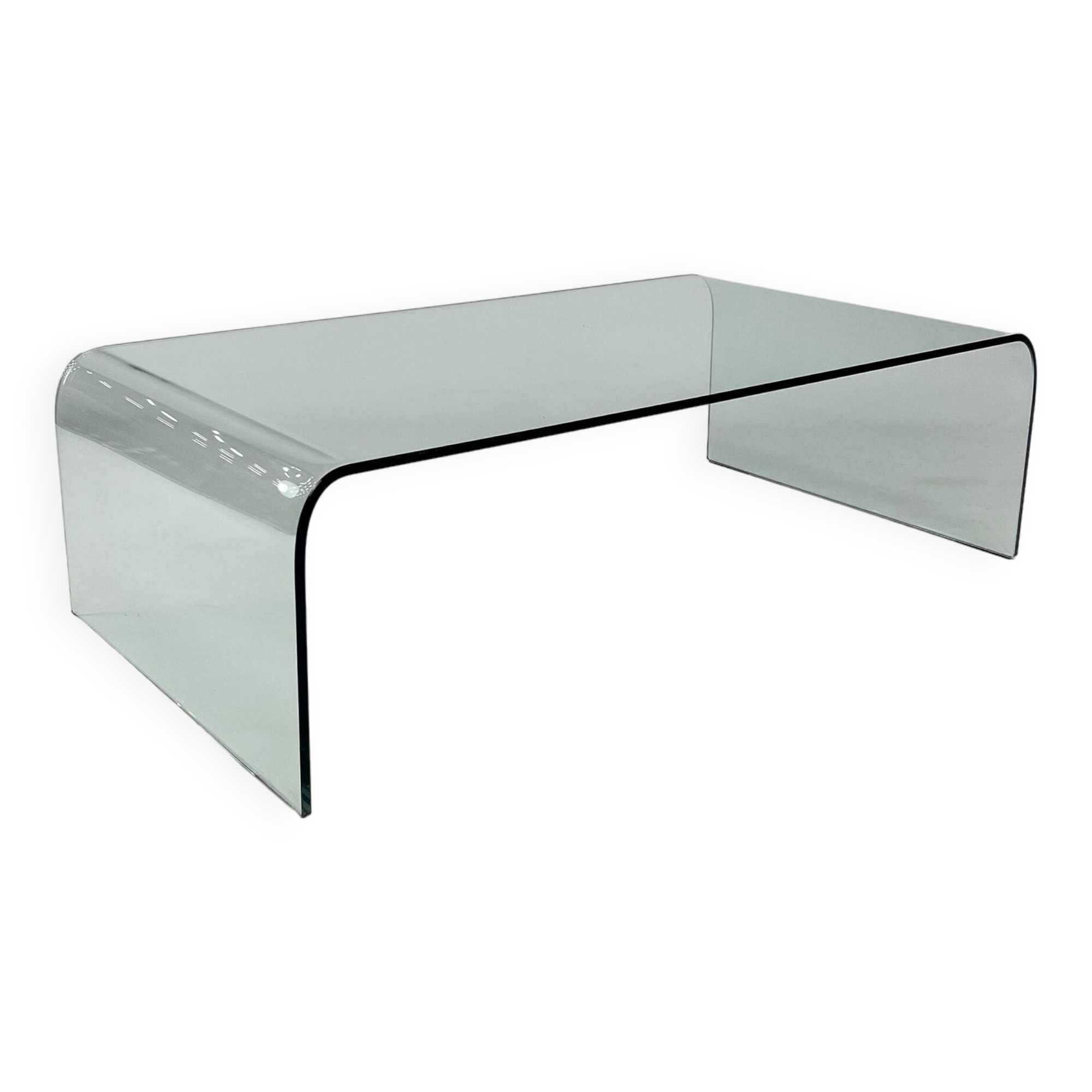 Table Basse Postmoderne en Verre Courbé, 1990s