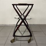 Cesare Lacca 1950 Italian Bar Cart with Brass Wheels