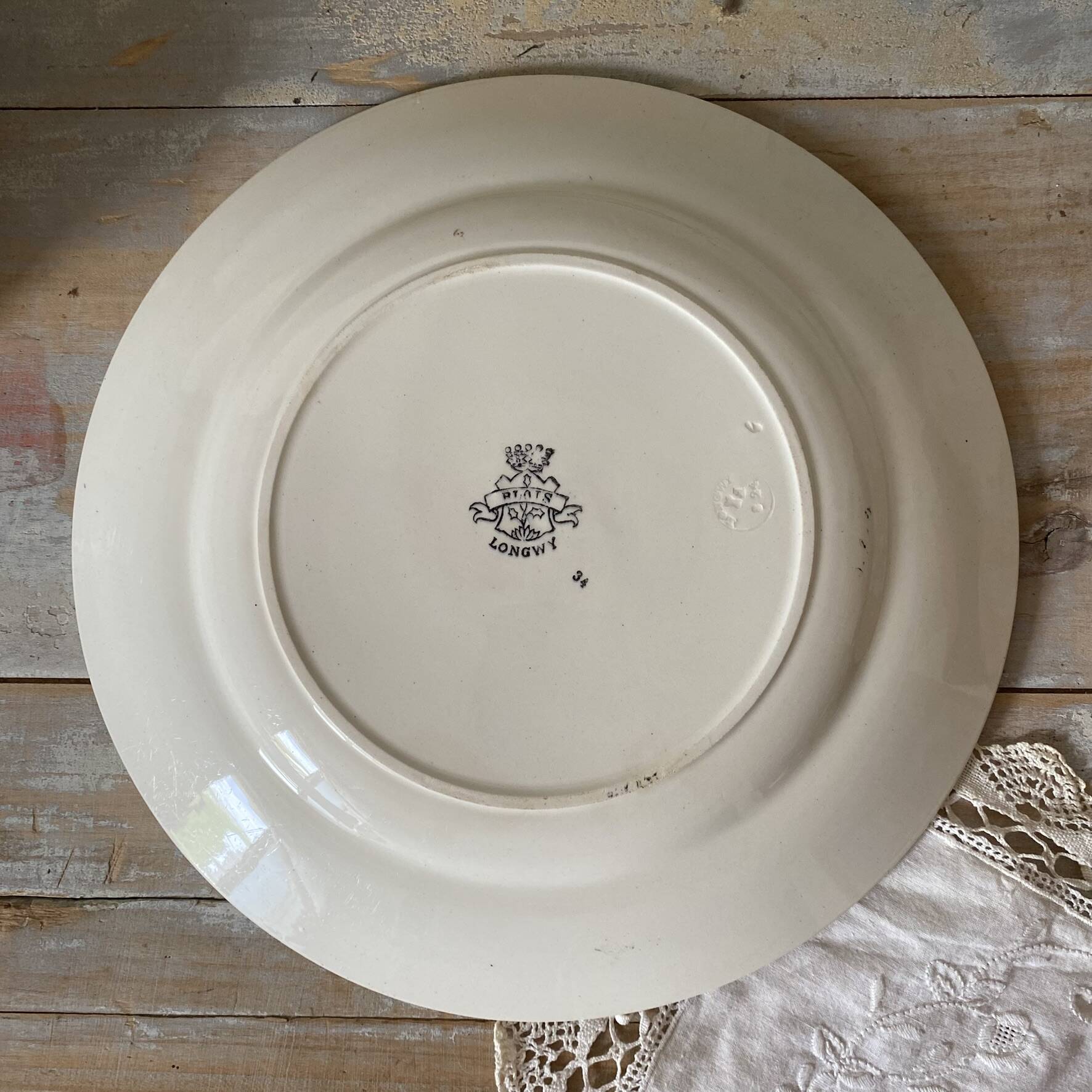 Old Longwy plate 30 cm, Blois model, early 20th century.