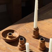 Circular teak monoxyle candle holder D12 H3
