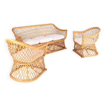 Salon en rotin tressé