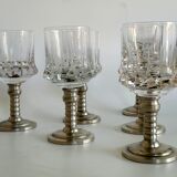 Series of six crystal wine glass with tin foot 9'° 160 ml