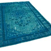 Handmade hi-low pile oriental 1970s 201 cm x 291 cm turquoise carpet