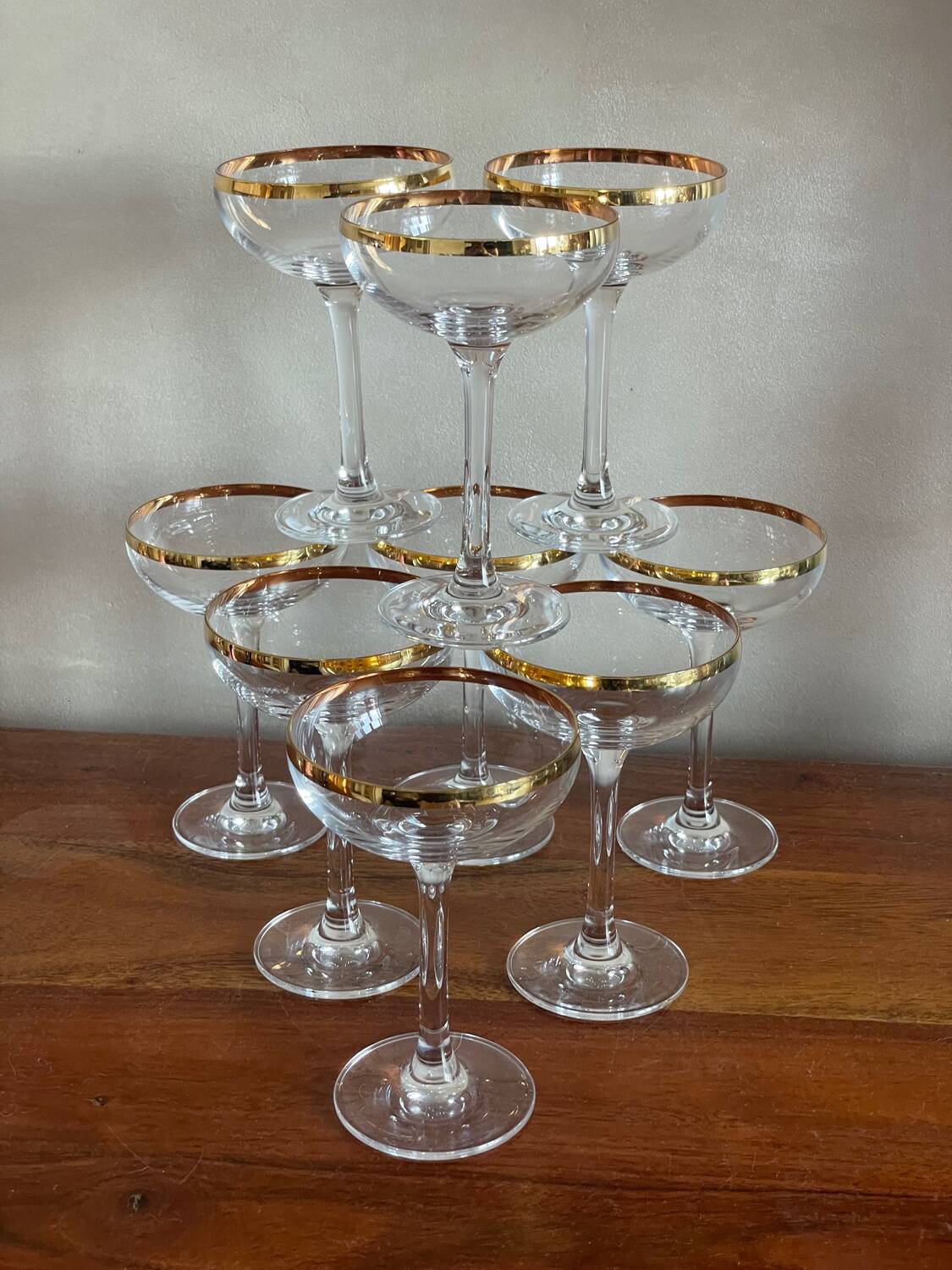 9 crystal champagne glasses