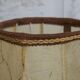 Small French Round Turned Wood Table Lamp With Hand Made Hide Skin Shade 4355