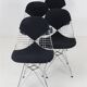 Set of 4 “DKR-2” wire chairs with “Bikini” by Charles & Ray Eames for Herman Miller / Mid-century modern design / 1950s / 1960s