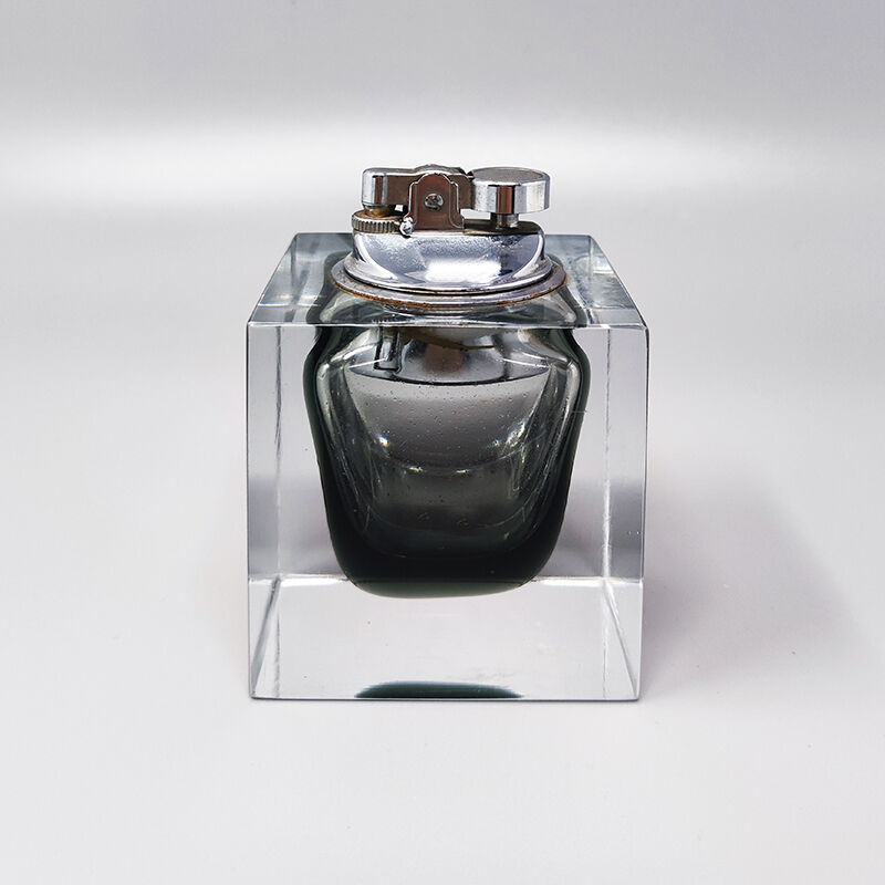 1960s grey table lighter in Murano Sommerso glass by Flavio Poli for Seguso