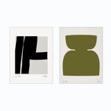 Pair of giclee prints, abstract wall art set of two