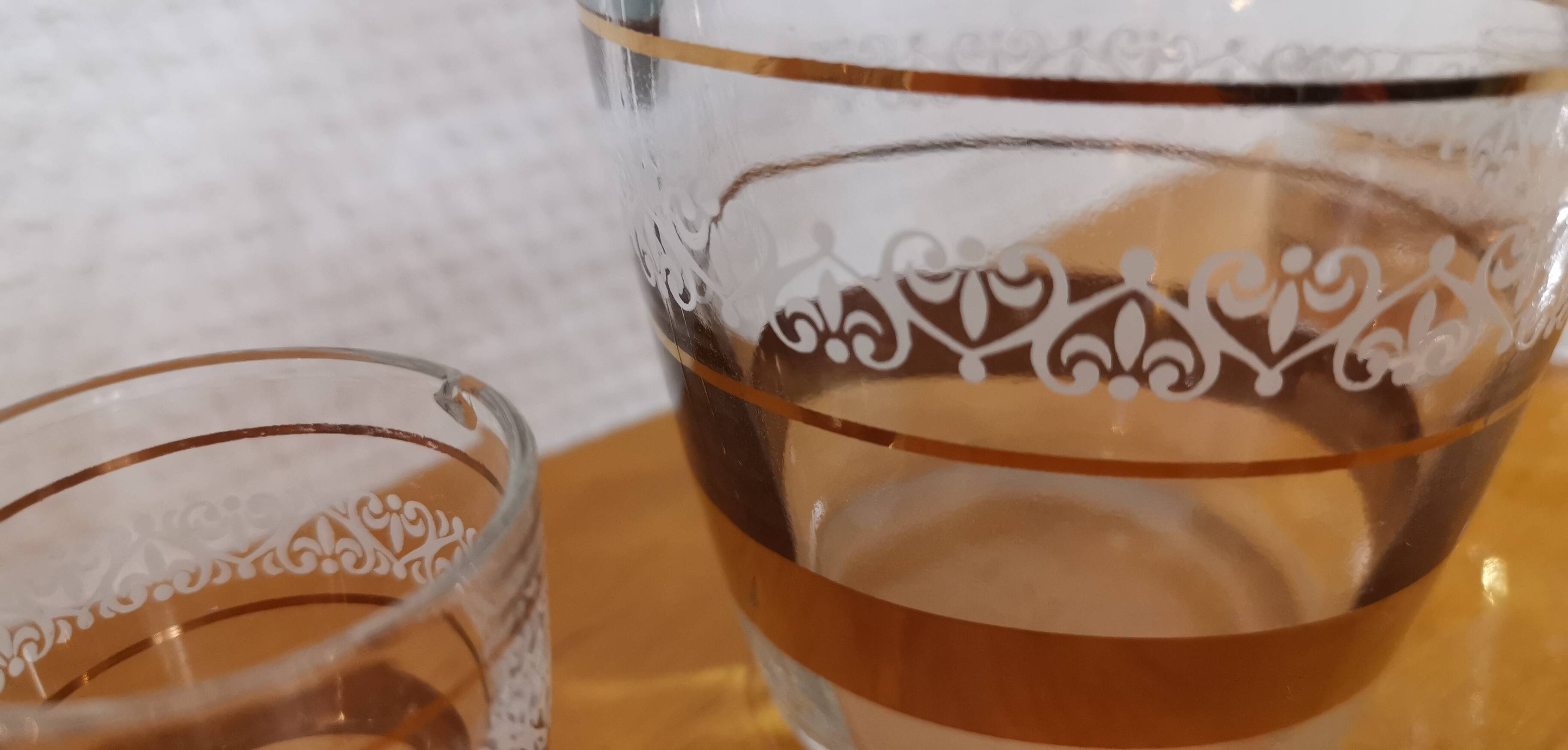 Complete Arques crystal liqueur service, carafe and glasses