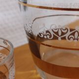 Complete Arques crystal liqueur service, carafe and glasses