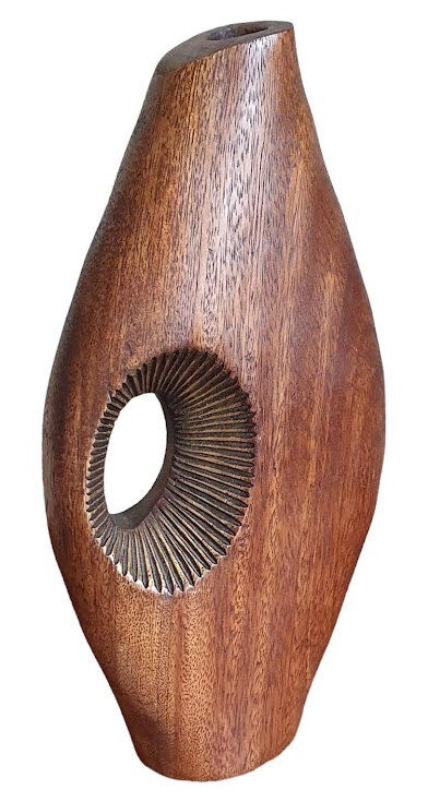 Scandinavian design teak vase 70s