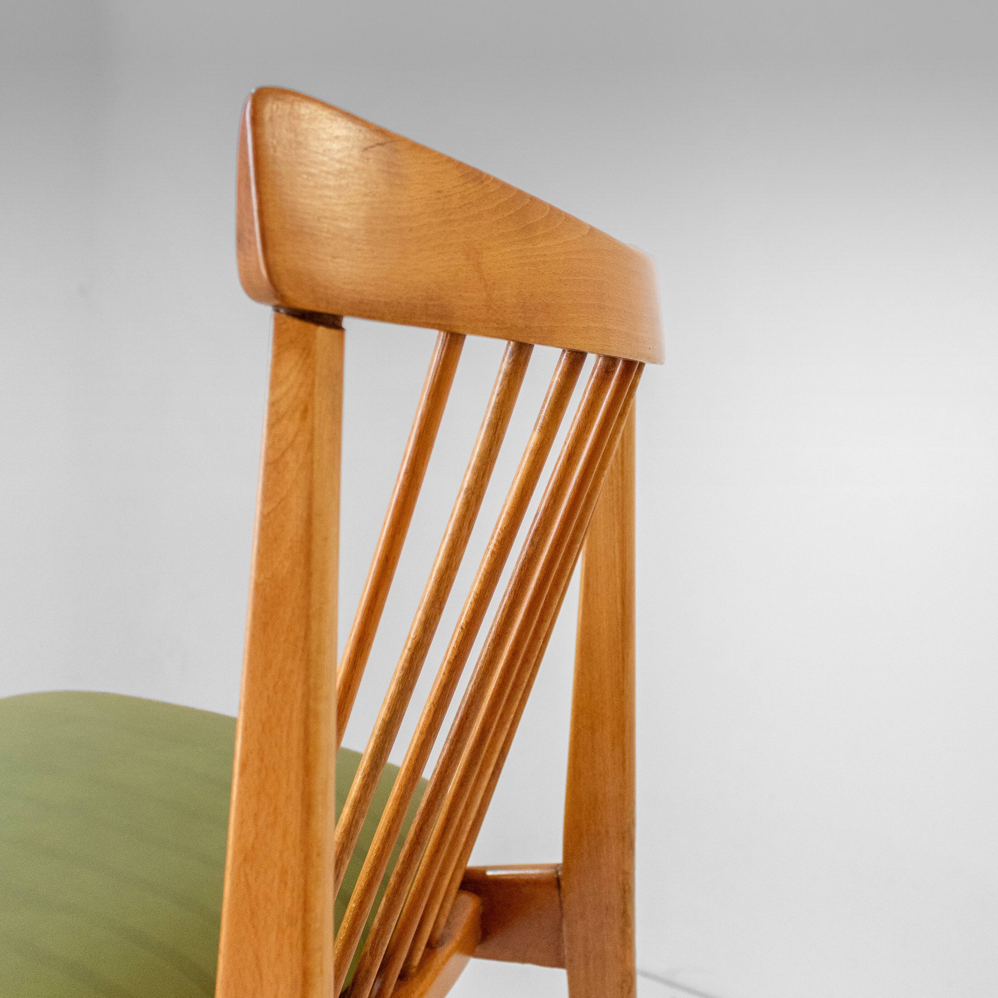 Four Mid-Century Modern Italian Wood Dining Chairs in the Style of Ico Pari