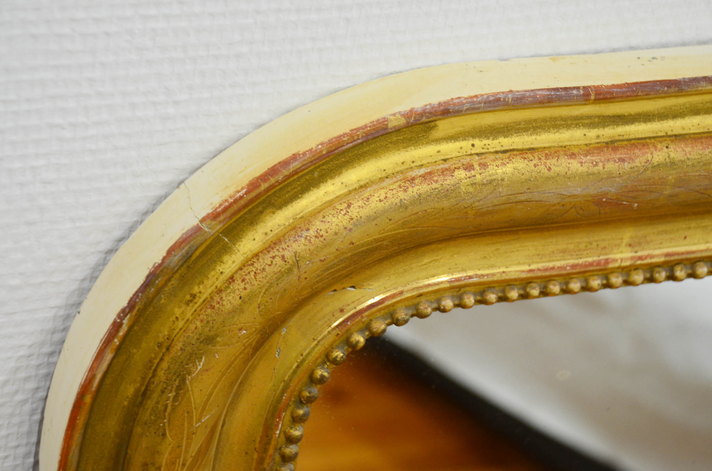 Late 19th century Napoleon III wood and stucco fireplace mirror 87x117cm