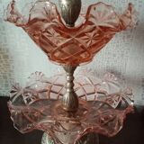 Fruit petits-fours set with two old pink corolla bowls, 19th century frame