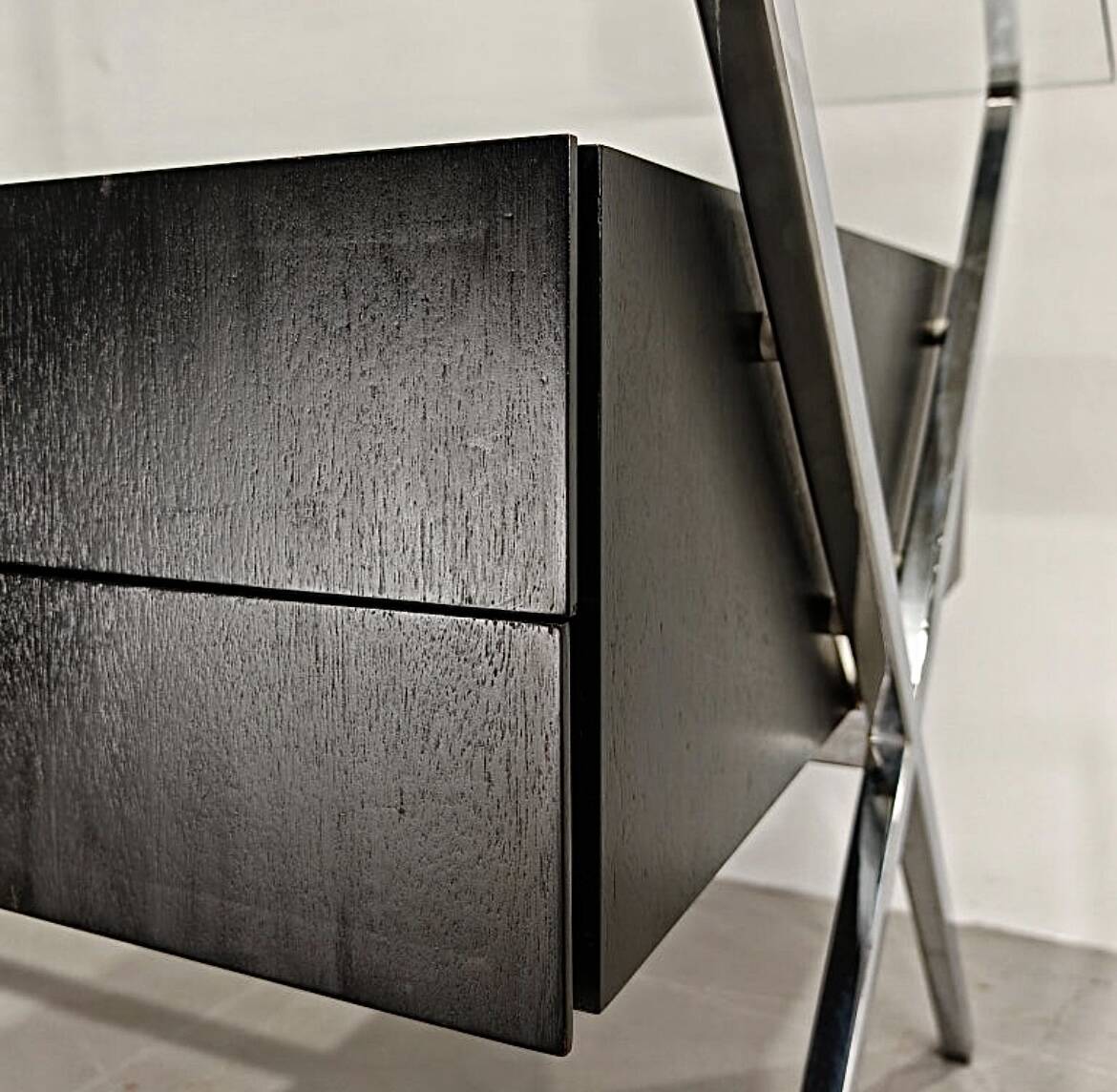 Chrome desk, glass and wood by Franco Albini for Knoll International.