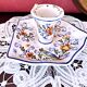 Handcrafted enameled ceramic candle holder signed vintage Rouen style decor