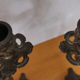 Pair of antique candlesticks in bronze and brass